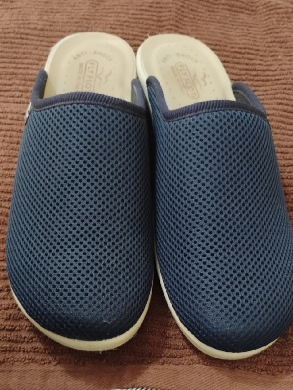 Fly Flot Navy Slip-On Mesh Mule - Comfortable Casual Clog